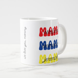 Caneca De Café Grande Presente do Dia das Mães Mamá Retro Nomes das Cria