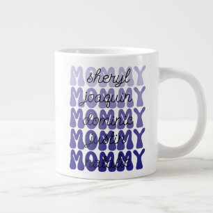 Caneca De Café Grande Presente do Dia das Mães Mamãe Retro Nomes das Cri