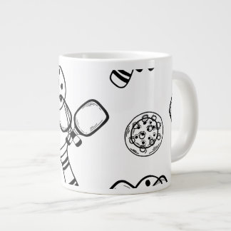 Caneca De Café Grande Presente do Jogador de Pickleball para o Rosa