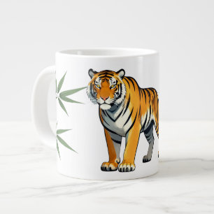 Caneca De Café Grande Presente do Tigre de Desenho Tigre Laranja Preto