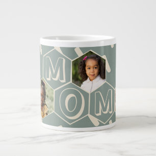 Caneca De Café Grande Presente Moderno para Mãe em Verde Sage Hexagonal