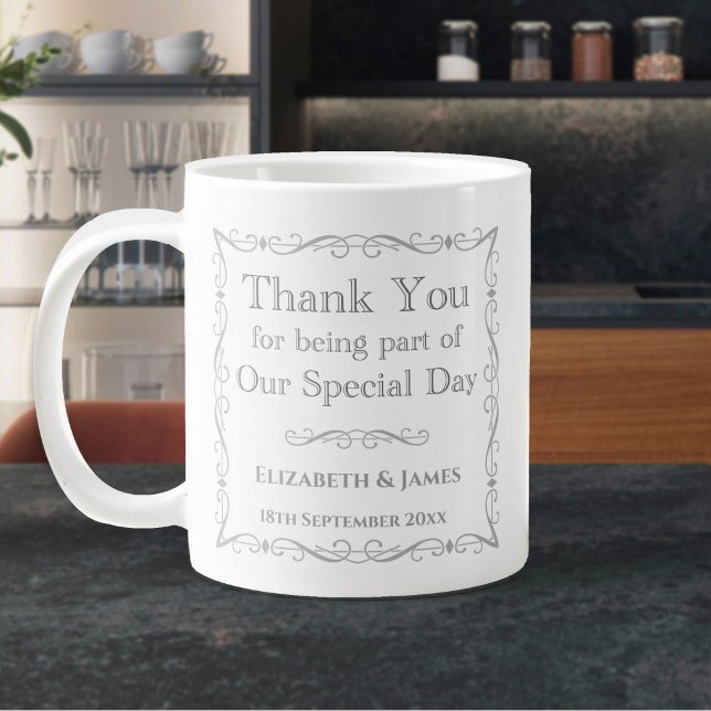 Caneca De Café Grande Presente para Convidados de Casamento (Large Wedding Guests Thank-You Mug)