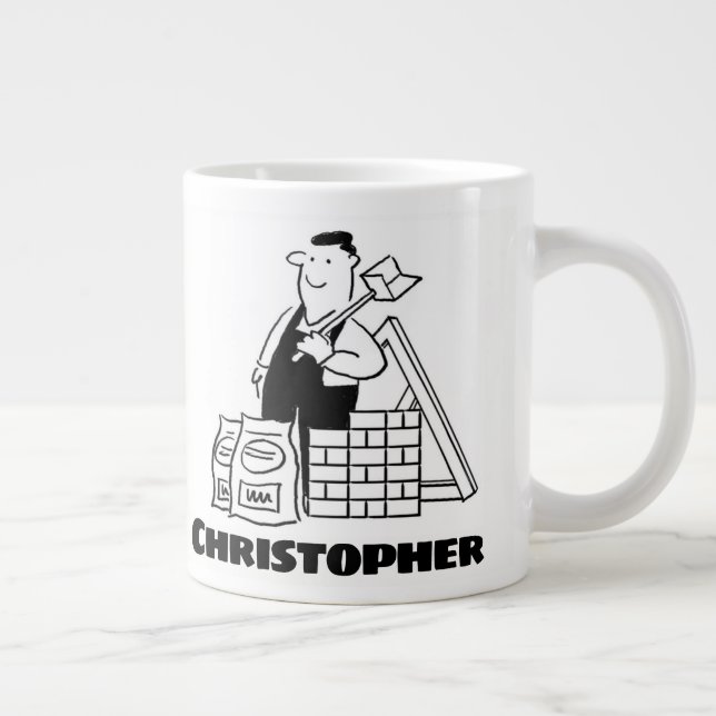 Caneca De Café Grande Presente para um Construtor com Nome Adicionado Ca (Direita)