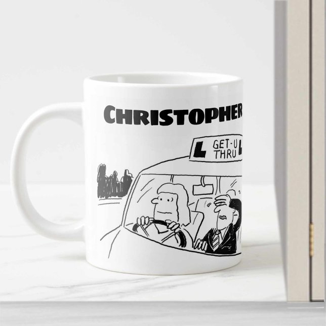 Caneca De Café Grande Presente para um Instrutor de Condução com Nome Ad (Criador carregado)