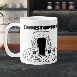 Caneca De Café Grande Presente para um mecânico de carro com nome Giant