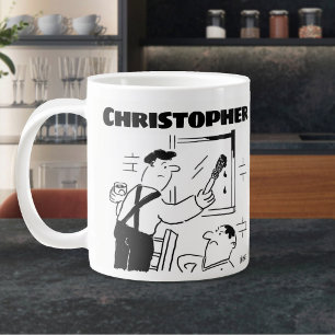 Caneca De Café Grande Presente para um Pintor e Decorador com Nome Giant