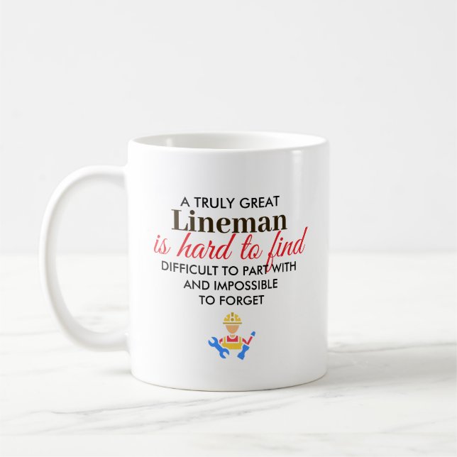Caneca De Café Grande Presente Personalizado de Nome para Lineman (Esquerda)