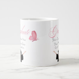 Caneca De Café Grande Presente Personalizado Rosa para Graduada, Nome Pe