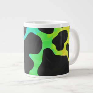 Caneca De Café Grande Presentes Pretos e Arco-Íris de Vaca