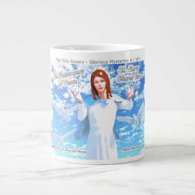 Caneca De Café Grande Pressuposição de Ruas. Maria no Céu (Frente)