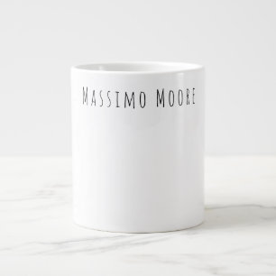 Caneca De Café Grande Preto Branco Simples Elegante Casual Com Nome Próp