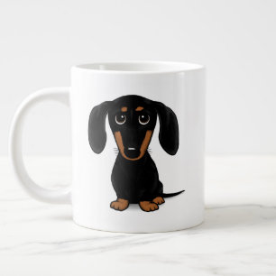 Caneca De Café Grande Preto-Cinto e Tan Dachshund   Cachorro-esmalte