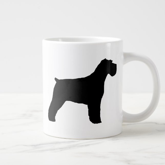 Caneca De Café Grande Preto Schnauzer com Orelhas de Disquete Silhuettes (Direita)