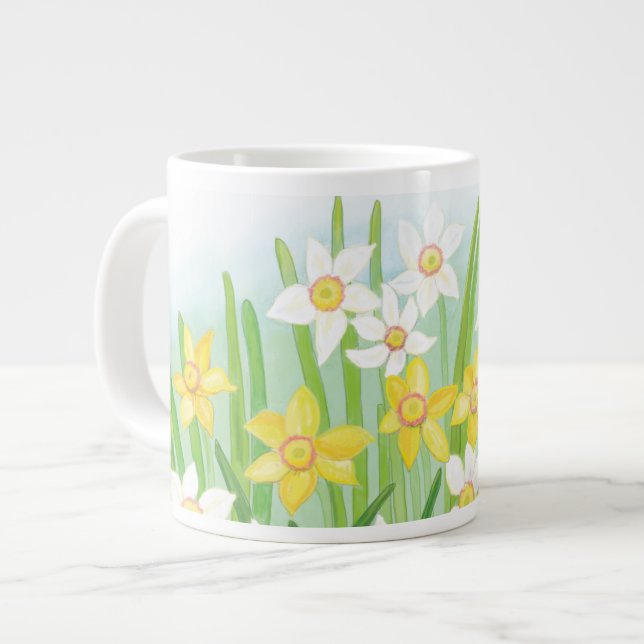 Caneca De Café Grande Primavera Daffodils (Frente Esquerda)