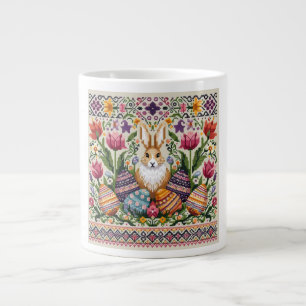 Caneca De Café Grande Primavera/Páscoa de cor branca