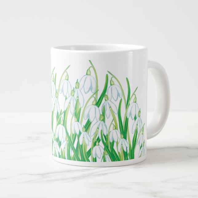 Caneca De Café Grande Primavera Snowdrops (Frente Esquerda)