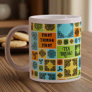 Caneca De Café Grande Primeiro as Coisas Mais Importantes Pausa para Chá