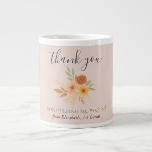 Caneca De Café Grande Professor de Boho Floral Watercolor Obrigado