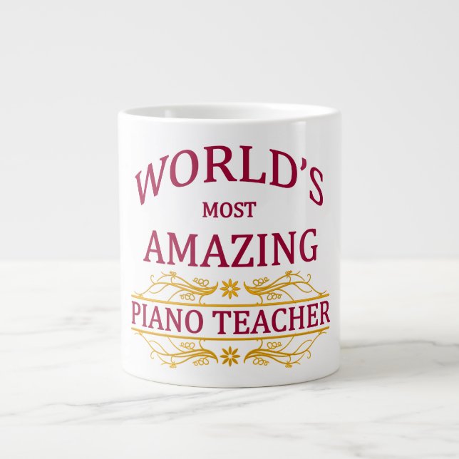 Caneca De Café Grande Professor de Piano (Frente)