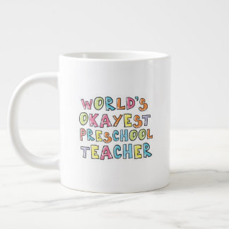 Caneca De Café Grande Professor de pré-escola mais agradável do mundo id