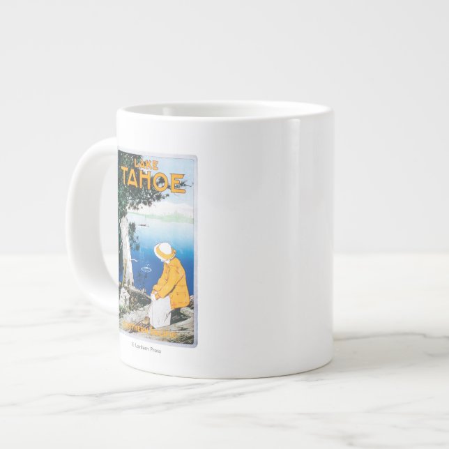 Caneca De Café Grande Promocional Lake Tahoe PosterLake Tahoe, CA (Frente Esquerda)