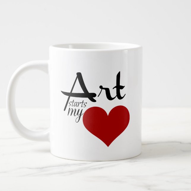 Caneca De Café Grande Pronta para personalizar 20 onças ART COMEÇA MY (Esquerda)
