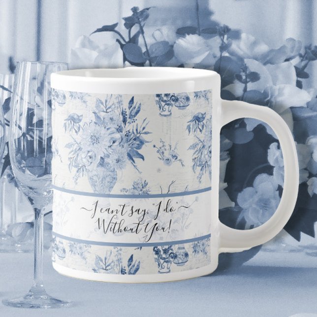 Caneca De Café Grande Proposta de Bridesmaid Clássica Clássica Azul Eleg (Criador carregado)