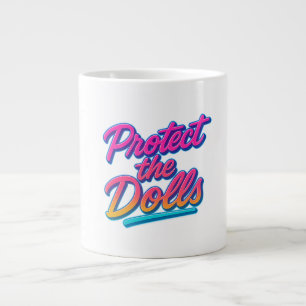 Caneca De Café Grande Proteja as Bonecas Arte Neon Retro