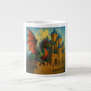 Caneca De Café Grande Protetor de Castelo de Dragão Medieval