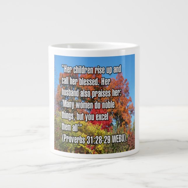 Caneca De Café Grande Proverbs 31:28-29 WEBU Mug (Frente)