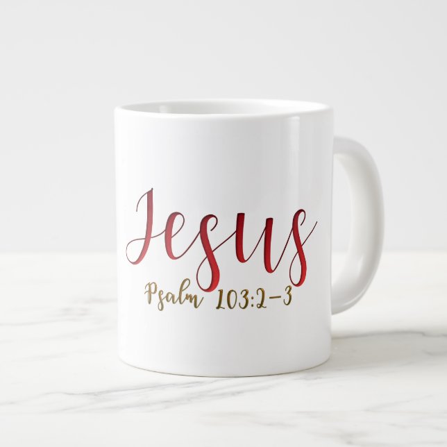 Caneca De Café Grande PSALM 103:2-3 Jumbo Mug (Frente Esquerda)