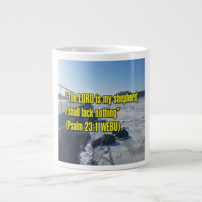 Caneca De Café Grande Psalm 23:1 WEBU Mug (Frente)