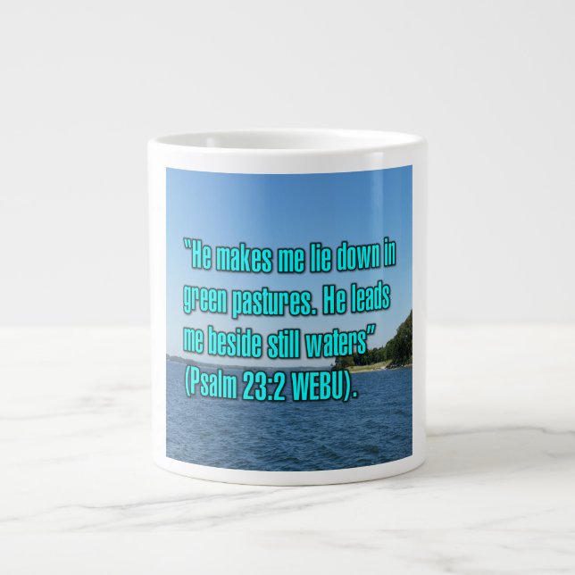 Caneca De Café Grande Psalm 23:2 WEBU Mug (Frente)