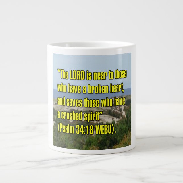 Caneca De Café Grande Psalm 34:18 WEBU Mug (Frente)