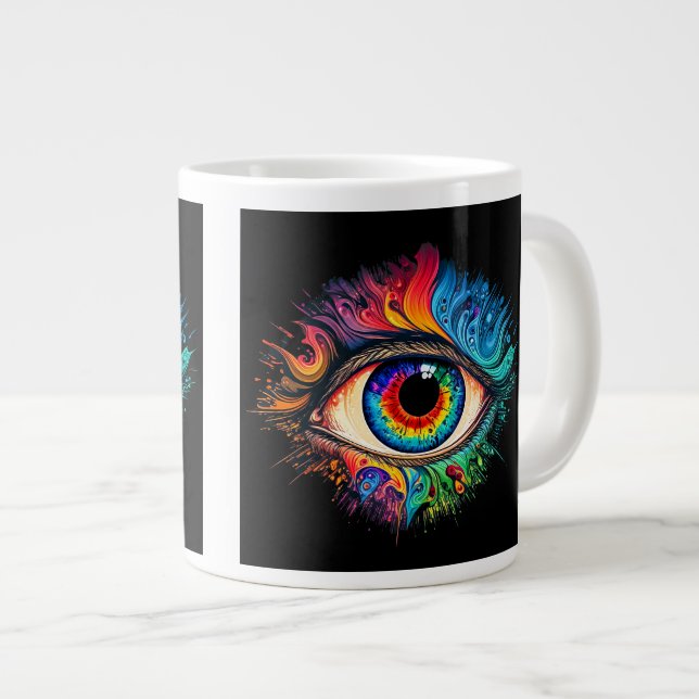 Caneca De Café Grande Psychedelic Eye Jumbo Mug (Frente Esquerda)