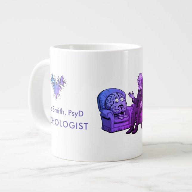 Caneca De Café Grande Psychological Humor Rorschach Test and Freud Brain (Frente Esquerda)