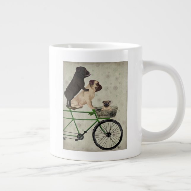 Caneca De Café Grande Pugs na Bicicleta (Direita)