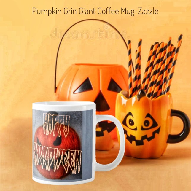 Caneca De Café Grande Pumpkin Grin (Criador carregado)