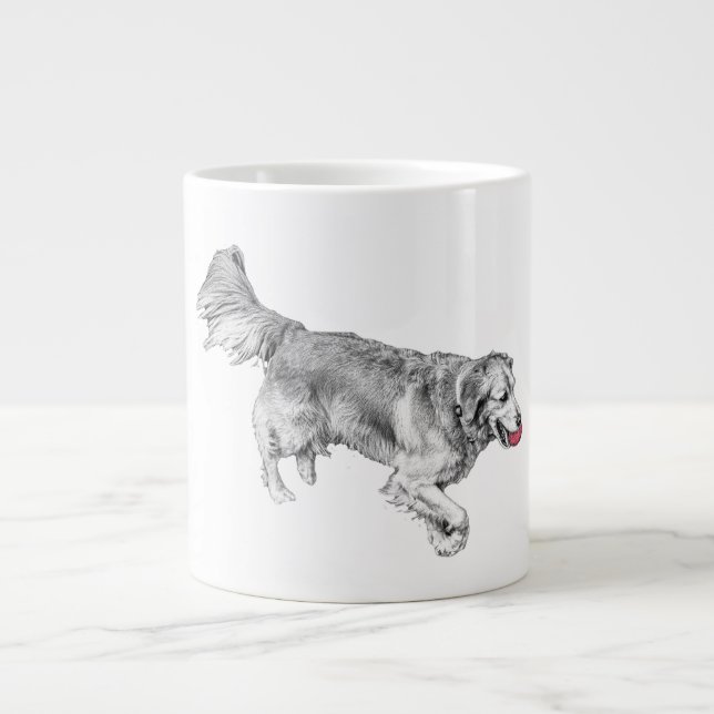 Caneca De Café Grande Pumpkin Path Pup with Red Ball (Frente)