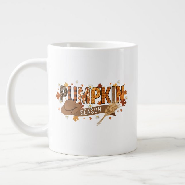 Caneca De Café Grande Pumpkin season autumn mug, cozy fall aesthetic (Esquerda)