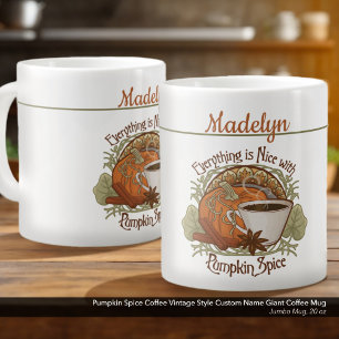 Caneca De Café Grande Pumpkin Spice Coffee Estilo de Vintage Nome Person