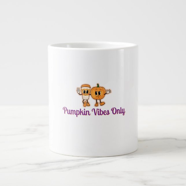Caneca De Café Grande Pumpkin Vibes - Queda de Latas Cozy (Frente)