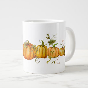 Caneca De Café Grande Pumpkins de Colheita de outono de Watercolor 