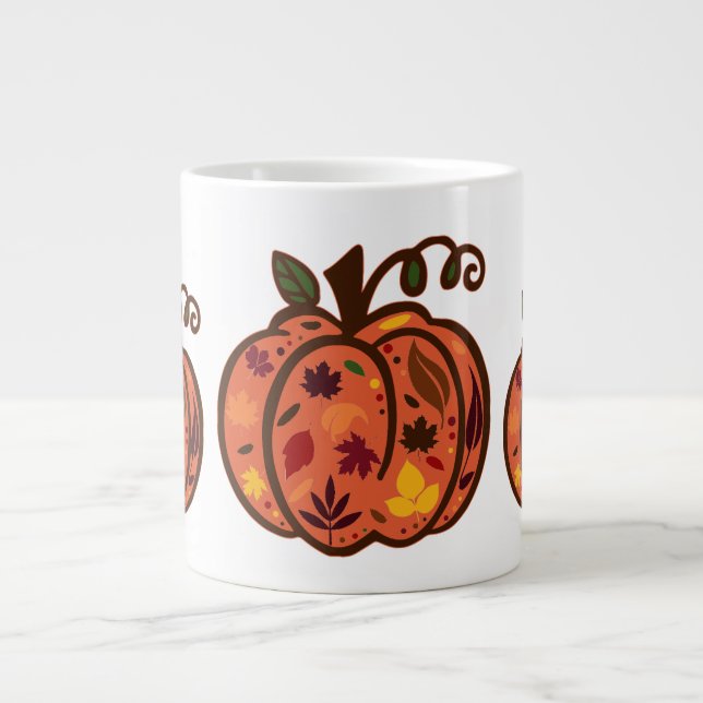 Caneca De Café Grande Pumpkins de Queda (Frente)