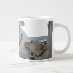 Caneca De Café Grande Puppy Kisses: Cream Color Labrador Family Love,