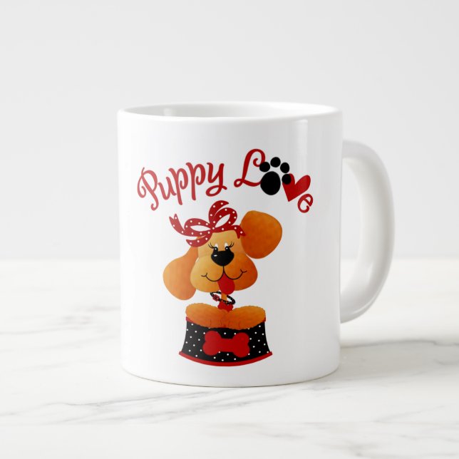 Caneca De Café Grande Puppy Love - Jumbo Mug (Frente Esquerda)