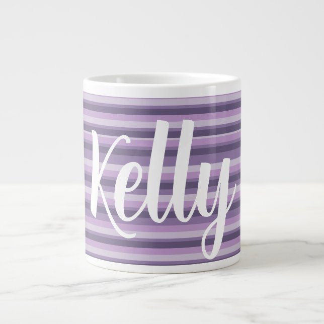 Caneca De Café Grande Purple stripes (Frente)