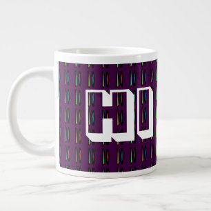 Caneca De Café Grande Púrpura escura com faixas de cores profundas