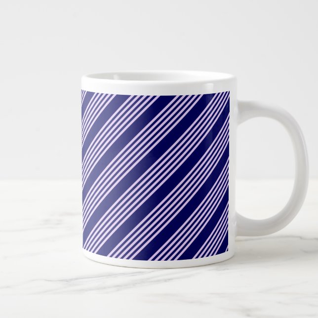 Caneca De Café Grande Púrpura Lilac e marinho azul cinco faixas (Direita)