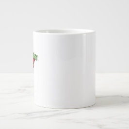 Caneca De Café Grande Quadrados Vermelhos e Amarelos com Texto Verde dos